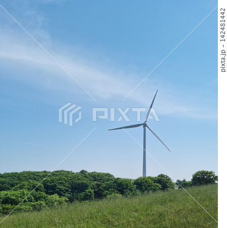 It is a farm with wind turbines. It is a farm with wind turbines. 142481442
