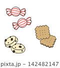 シンプルな手描きのお菓子イラスト 142482147