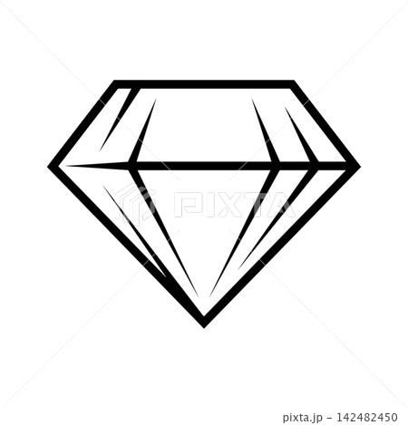 Diamond gemstone. Stylized illustration line icon. Image for jewelry shop. 142482450