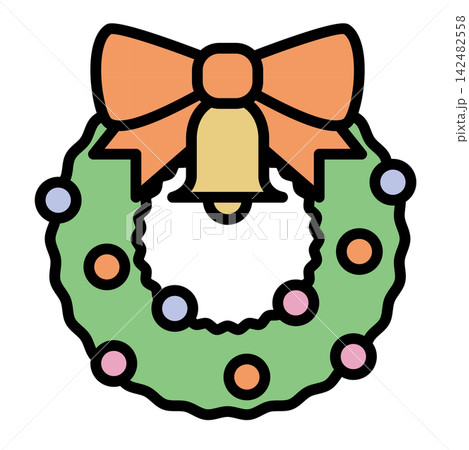 クリスマスリースのイラスト 142482558