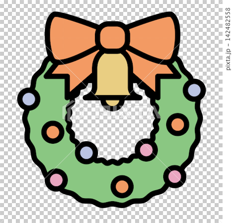 クリスマスリースのイラスト 142482558