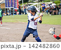 女子ソフトボールのバッターをする女子高生 女子ソフトボールのバッターをする女子高生 142482860