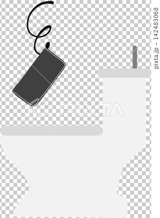 Illustration of dropping a wallet in the toilet Illustration of dropping a wallet in the toilet 142483068