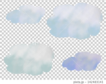 一組可愛的水彩風格雲朵插圖 一組可愛的水彩風格雲朵插圖 142483141