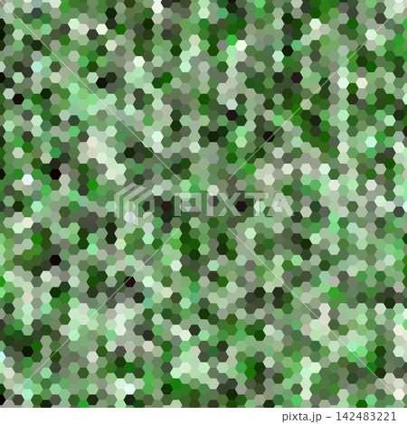 Abstract geometric background made of green and gray hexagons in the form of a dense mosaic. eps 10 142483221