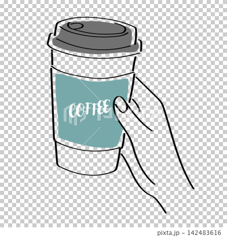 A simple illustration of someone holding a hot coffee. A simple illustration of someone holding a hot coffee. 142483616