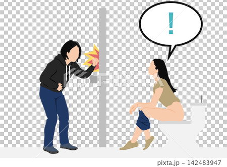 トイレに行く女性のイラスト トイレに行く女性のイラスト 142483947