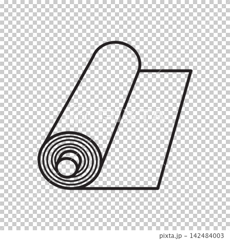 Clean line art icon representing a roll of textile material for sewing and upholstery. Clean line art icon representing a roll of textile material for sewing and upholstery. 142484003