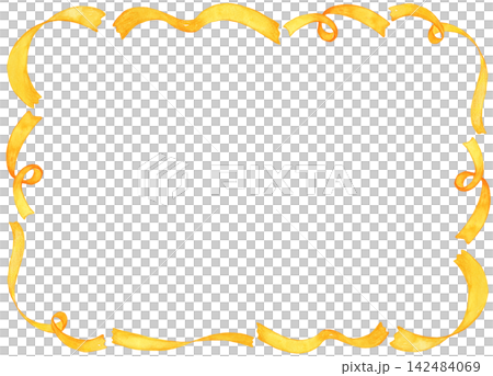 Yellow ribbon frame painted in watercolor Yellow ribbon frame painted in watercolor 142484069