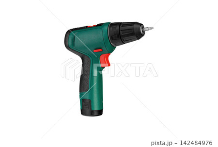 Reliable assistant for the home handyman: green power drill Reliable assistant for the home handyman: green power drill 142484976