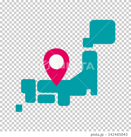 Vector illustration of a map of Japan and pins Vector illustration of a map of Japan and pins 142485043
