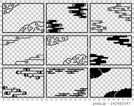 Japanese-style mist and cloud frame set Japanese-style mist and cloud frame set 142485547