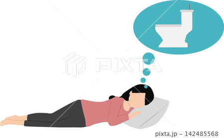 夜に尿意を感じる女性のイラスト 夜に尿意を感じる女性のイラスト 142485568