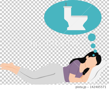 夜に尿意を感じる女性のイラスト 夜に尿意を感じる女性のイラスト 142485571