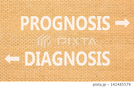 Prognosis vs diagnosis words symbol. Concept words Prognosis Diagnosis on beautiful brick wall. Beautiful brick wall background. Business medical prognosis vs diagnosis concept. Copy space. Prognosis vs diagnosis words symbol. Concept words Prognosis Diagnosis on beautiful brick wall. Beautiful brick wall background. Business medical prognosis vs diagnosis concept. Copy space. 142485579