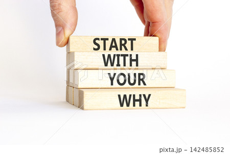 Start with your why words symbol. Concept words Start with your why on beautiful wooden blocks. Beautiful white background. Businessman hand. Business start with your why concept. Copy space. Start with your why words symbol. Concept words Start with your why on beautiful wooden blocks. Beautiful white background. Businessman hand. Business start with your why concept. Copy space. 142485852