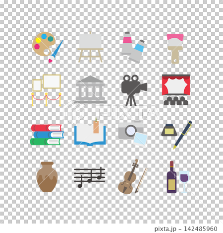 Culture Day - Hobby Vector Illustration Set: Art, Reading, Music Culture Day - Hobby Vector Illustration Set: Art, Reading, Music 142485960