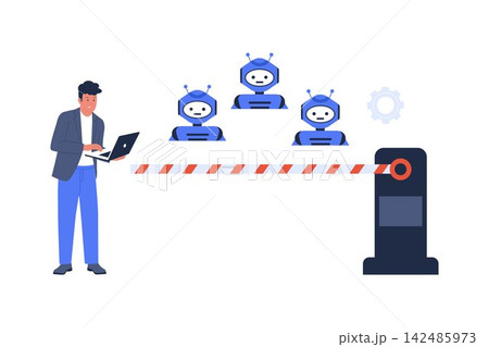 Vector Human in Loop Checkpoint Gate Cyber Security Isolated Vector Human in Loop Checkpoint Gate Cyber Security Isolated 142485973
