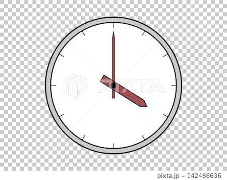 An illustration icon of an analog clock showing 4 o'clock. 142486636