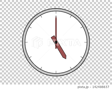An illustration icon of an analog clock showing 5 o'clock. An illustration icon of an analog clock showing 5 o'clock. 142486637