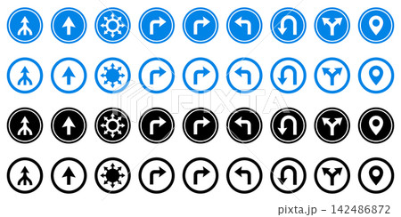 GPS Navigation Arrow Round Icon Set Vector Direction Icons GPS Navigation Arrow Round Icon Set Vector Direction Icons 142486872