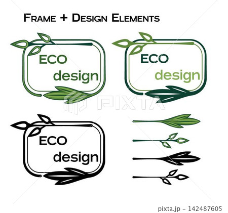 Rectangular eco friendly label with leaves Rectangular eco friendly label with leaves 142487605
