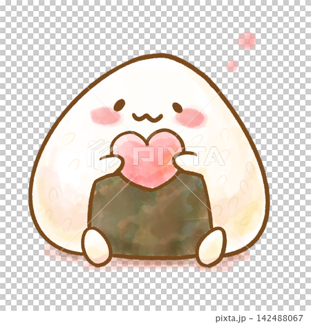 A cute watercolor-style illustration of a rice ball character holding a heart (for expressing gratitude, love, food education, and messages). A cute watercolor-style illustration of a rice ball character holding a heart (for expressing gratitude, love, food education, and messages). 142488067