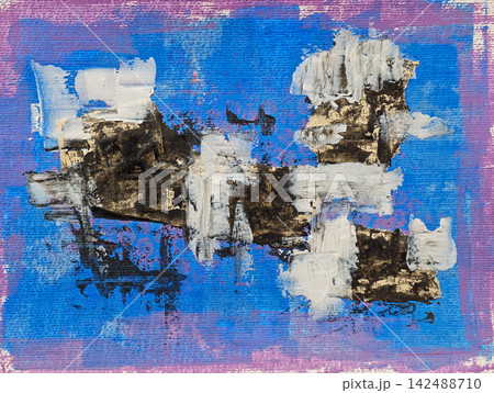 Abstract Acrylic Texture with Torn Book Page Fragments and Modeling Paste Abstract Acrylic Texture with Torn Book Page Fragments and Modeling Paste 142488710
