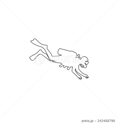 scuba diver outline swimming underwater scuba diver outline swimming underwater 142488790