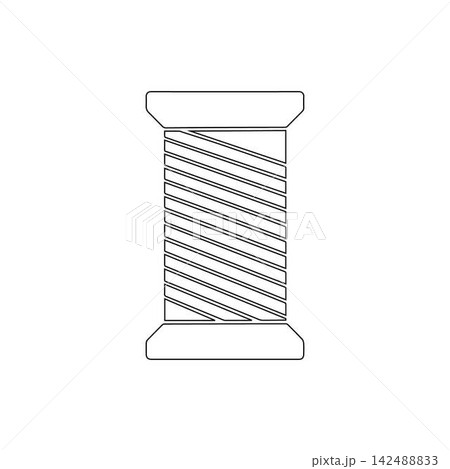spool of thread icon outline simple sewing material for tailoring stitching craft and garment design isolated illustration 142488833