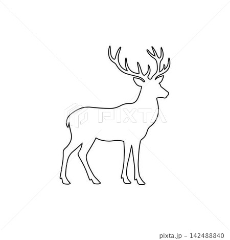 standing deer outline isolated on white background standing deer outline isolated on white background 142488840