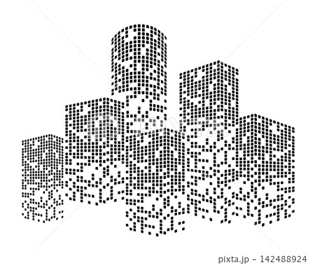 Building City Vector Futuristic urban skyline with neon-lit skyscrapers and geometric shapes creating dynamic digital landscape for business innovation presentations Building City Vector Futuristic urban skyline with neon-lit skyscrapers and geometric shapes creating dynamic digital landscape for business innovation presentations 142488924