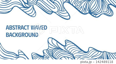 Abstract decorative background featuring flowing wavy organic shapes and intricate linear patterns in blue and white. Good for posters, presentations, packaging, textiles and contemporary graphics. Abstract decorative background featuring flowing wavy organic shapes and intricate linear patterns in blue and white. Good for posters, presentations, packaging, textiles and contemporary graphics. 142489118