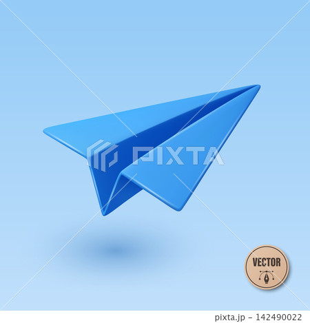 Blue Paper Airplane Flying on Blue Background, 3d Vector Illustration. Origami Paper Plane Icon. Minimal Air Mail, Startup Launch and Message Concept Blue Paper Airplane Flying on Blue Background, 3d Vector Illustration. Origami Paper Plane Icon. Minimal Air Mail, Startup Launch and Message Concept 142490022