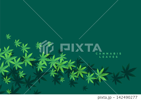 stylish marijuana and cannbis floating leaves background 142490277