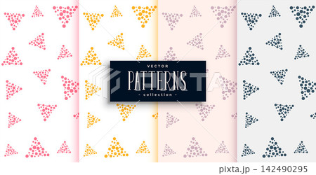 elegant triangle patterns set made with small circles 142490295