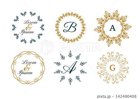 wedding monograms or decorative logos in mandala style set wedding monograms or decorative logos in mandala style set 142490408