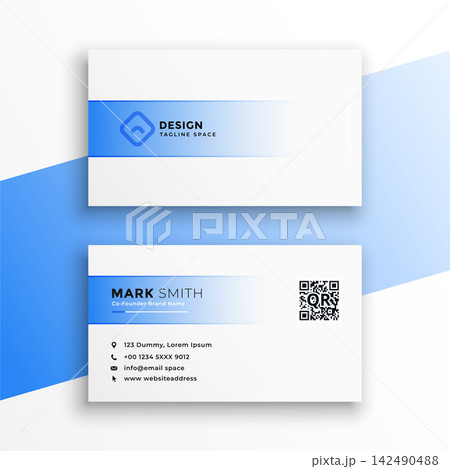 simple blue and white business card design simple blue and white business card design 142490488