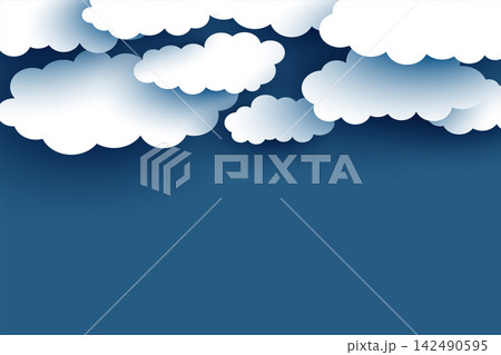 white clouds on blue flat background design white clouds on blue flat background design 142490595