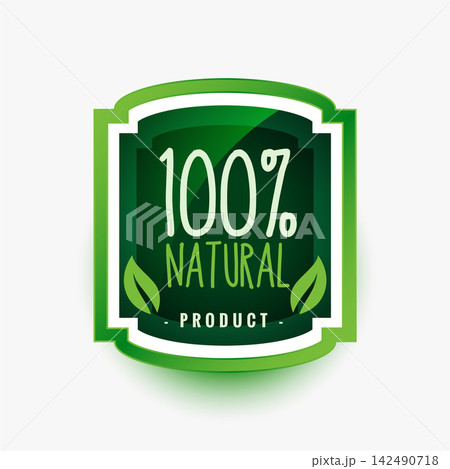 100% natural organic product green label or sticker design 100% natural organic product green label or sticker design 142490718