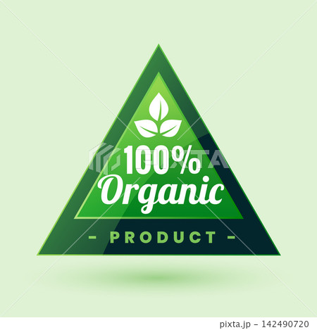 100% certified organic product green label or sticker design 100% certified organic product green label or sticker design 142490720