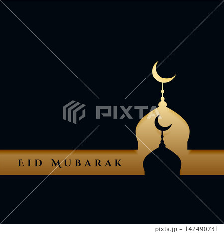 elegant black and gold eid festival greeting background 142490731