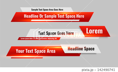 news style lower third red banners set news style lower third red banners set 142490741