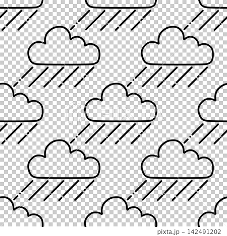 Seamless pattern of rain and clouds - Black Seamless pattern of rain and clouds - Black 142491202