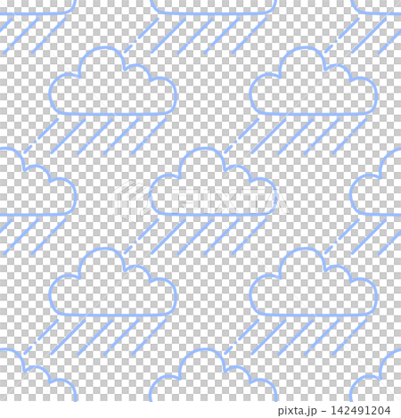 Seamless pattern of rain and clouds, light blue Seamless pattern of rain and clouds, light blue 142491204