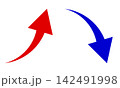 上昇と下降の矢印アイコン　赤と青 142491998