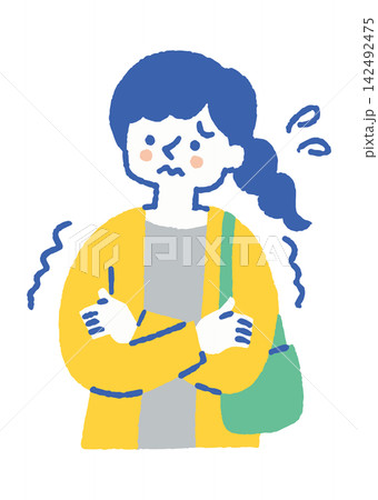 寒暖差で体調不良になる女性_色 142492475