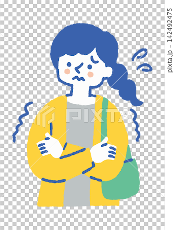 寒暖差で体調不良になる女性_色 142492475