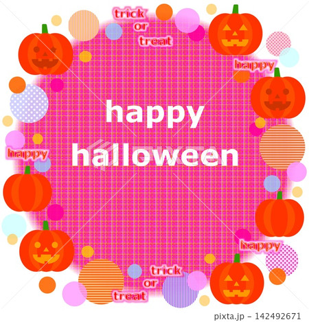 ハッピーハロウィーン　happy halloween　フレーム　ジャック・オー・ランタン　かぼちゃ 142492671