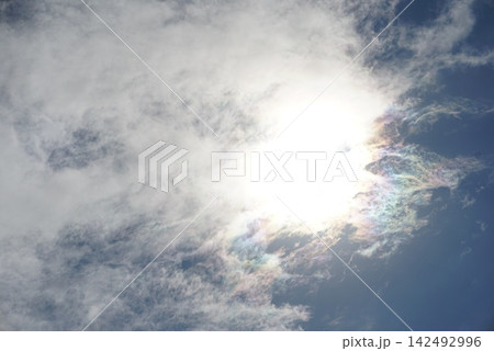 太陽と雲の隙間から差し込む太陽 太陽と雲の隙間から差し込む太陽 142492996